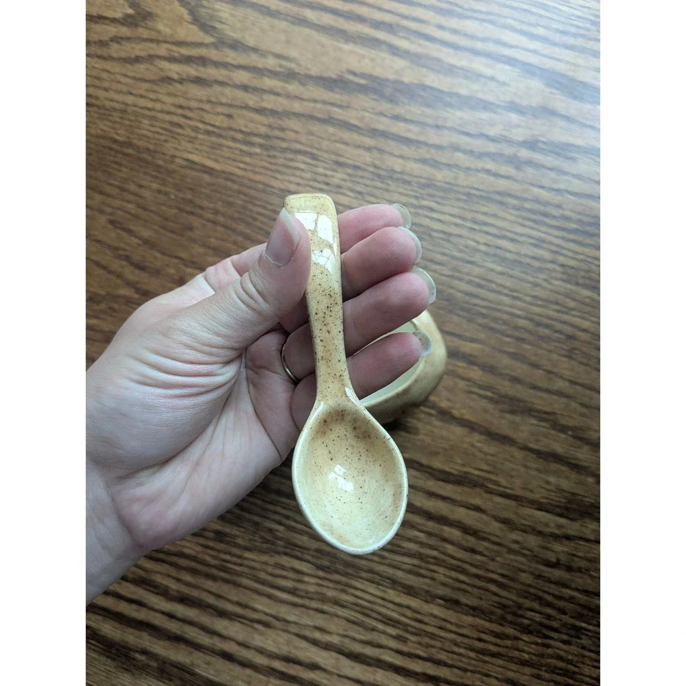 Vintage 1976 Baked Potato Ceramic Serving Dish with Spoon Clay Enterprises